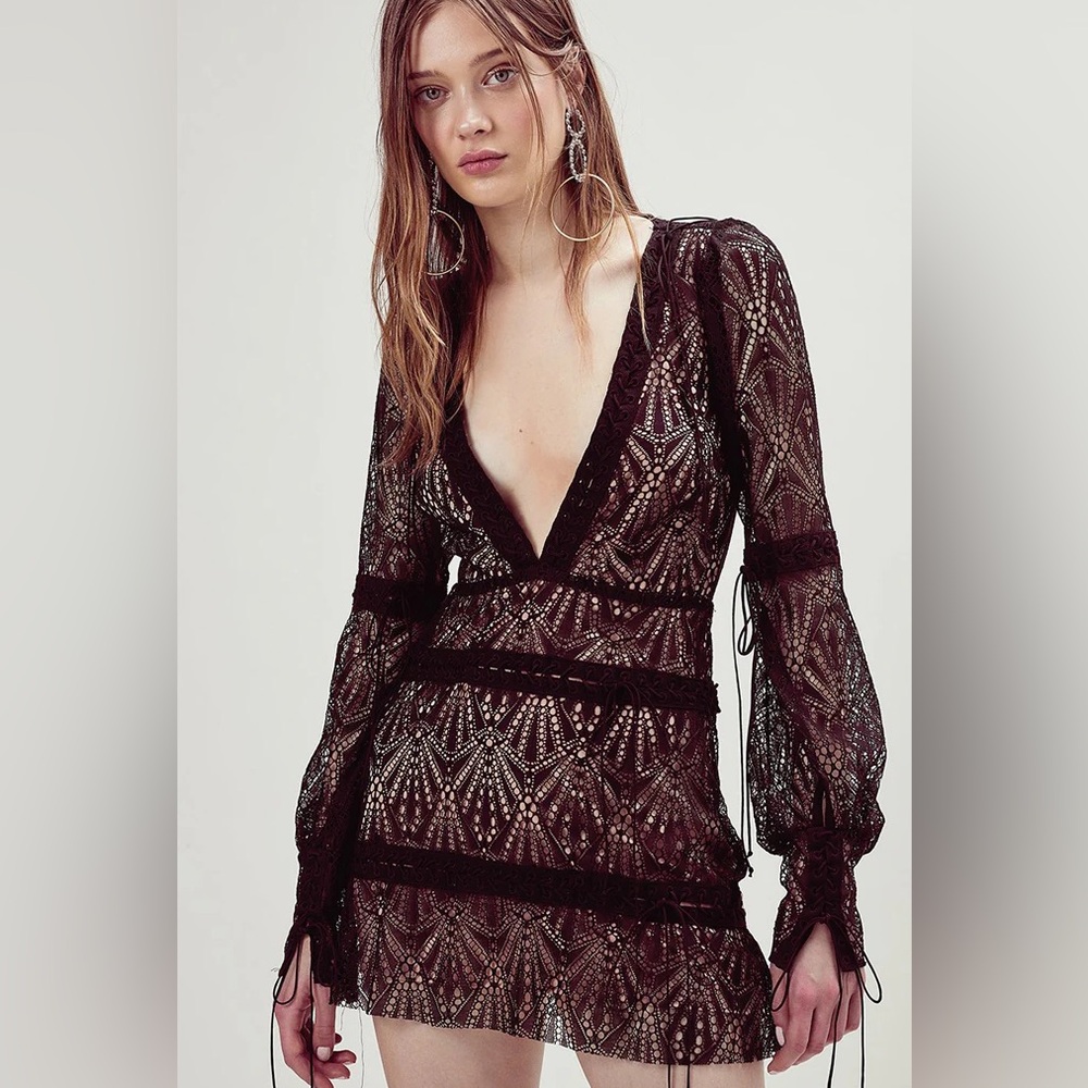 For Love and Lemons Black Lace Mini Dress